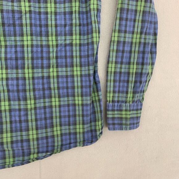 J. Crew Button Down Shirt Mens Large Plaid Green Blue Long Sleeved Black Watch - Picture 15 of 16
